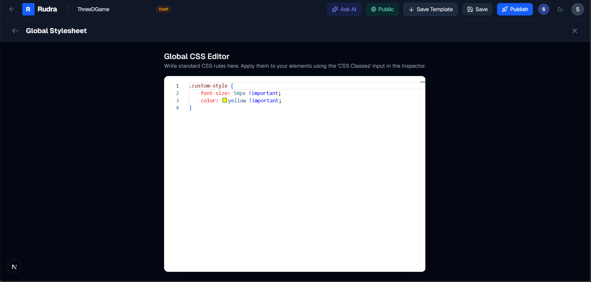 Global Stylesheet Editor